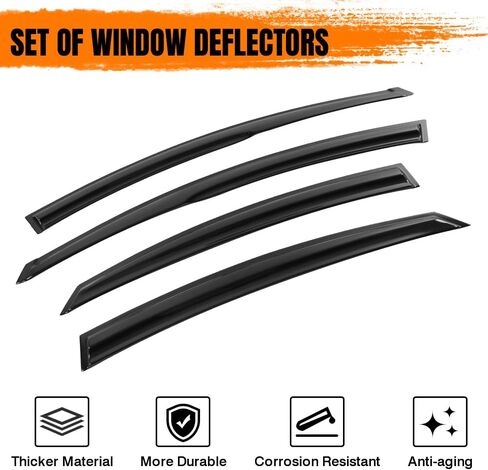 Tape on Window Visor Deflectors, Compatible with 2011-2014 Hyundai Sonata, Acrylic Smoke Tinted Mug Style Window Rain Guards, Sun Wind Side Vent Visor Set, 4 Pieces in Saudi Arabia