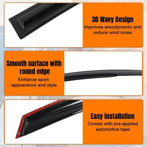 Tape on Window Visor Deflectors, Compatible with 2011-2014 Hyundai Sonata, Acrylic Smoke Tinted Mug Style Window Rain Guards, Sun Wind Side Vent Visor Set, 4 Pieces in Saudi Arabia