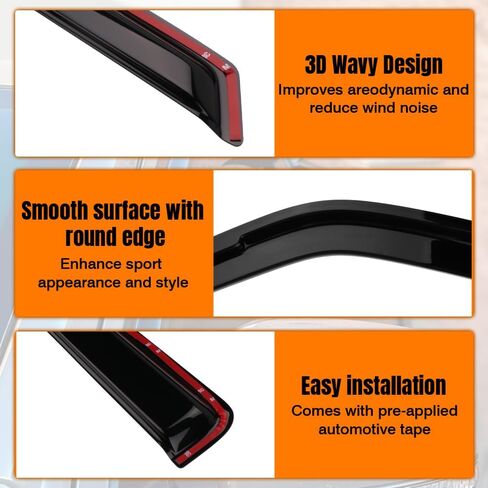 in Channel Window Visor Deflectors, Compatible with 1990-1995 Nissan Pathfinder, Acrylic Smoke Tinted Slim Style Window Rain Guards, Sun Wind Side Vent Visor Set, 4 Pieces in Saudi Arabia