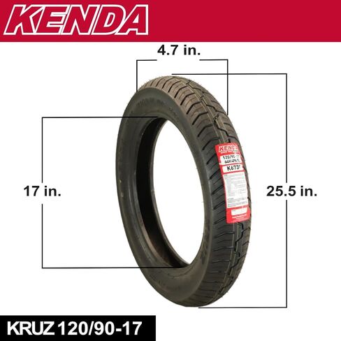 Kenda Kruz K673 130/70-18 63H دراجة نارية شارع الإطارات الأمامية-H من التصنيف H ، طراد في جميع الأحوال الجوية مع تصميم فقي عميق من أجل الجر المحسن وسعة الحمل العالية ، (130-70-18 63H) مع Kenda Keychain in Kuwait