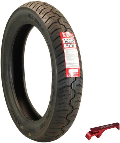 Kenda Kruz K673 80/90-21 (48H) Front Motorcycle Tire - Bias Ply, Tubeless, DOT Approved, High-Mileage Cruiser Tire with Excellent Wet Grip and Stability, (80-90 21 48H) Includes Kenda Keychain in Saudi Arabia