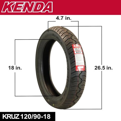 Kenda Kruz K673 80/90-21 (48H) Front Motorcycle Tire - Bias Ply, Tubeless, DOT Approved, High-Mileage Cruiser Tire with Excellent Wet Grip and Stability, (80-90 21 48H) Includes Kenda Keychain in Saudi Arabia
