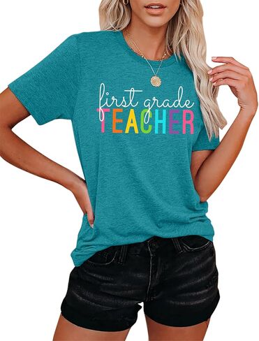 قمصان المعلمة نساء VVNTY الصف الأول: T-Shirts معلمون الصف الأول يعود إلى قمم هدايا المدرسة in Kuwait
