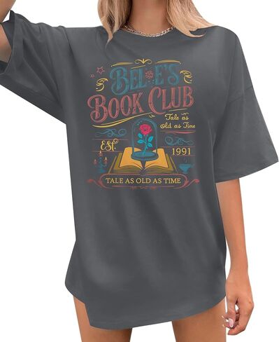 Magical Shirt Women Belle’s Book Club T-Shirt Oversized Book Lover Tee Magic Kingdom Belle Princess Shirts in Kuwait