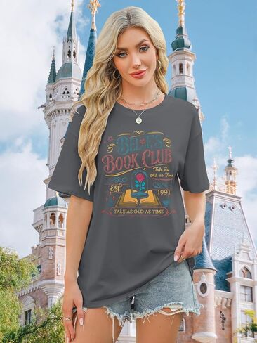 Magical Shirt Women Belle’s Book Club T-Shirt Oversized Book Lover Tee Magic Kingdom Belle Princess Shirts in Kuwait