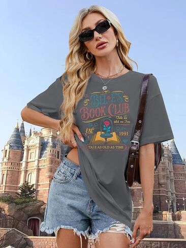 Magical Shirt Women Belle’s Book Club T-Shirt Oversized Book Lover Tee Magic Kingdom Belle Princess Shirts in Kuwait