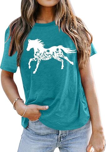 VVNTY Horse Lover Shirt Women: Horse Heart T Shirt Funny Horses T-Shirt Casual Animal Graphic Tees in Saudi Arabia
