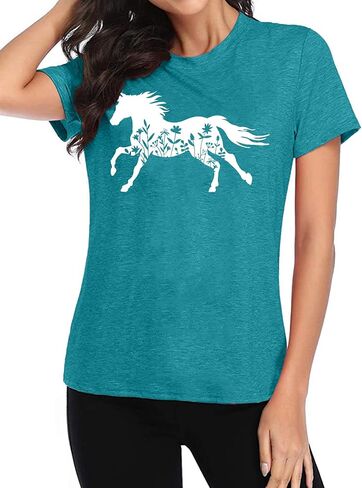 VVNTY Horse Lover Shirt Women: Horse Heart T Shirt Funny Horses T-Shirt Casual Animal Graphic Tees in Saudi Arabia