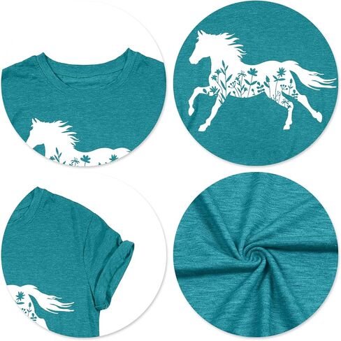 VVNTY Horse Lover Shirt Women: Horse Heart T Shirt Funny Horses T-Shirt Casual Animal Graphic Tees in Saudi Arabia