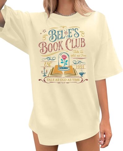 Magical Shirt Women Belle’s Book Club T-Shirt Oversized Book Lover Tee Magic Kingdom Belle Princess Shirts in Kuwait