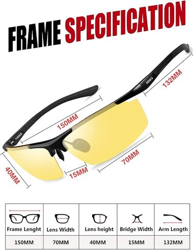 Night Driving Glasses, Anti Glare Polarized Safety Yellow Glasses for Men Women in Saudi Arabia