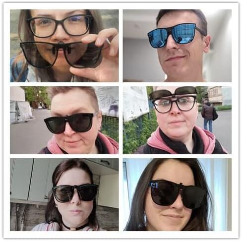 FEISEDY Men Women Polarized Square Clip on Sunglasses Anti-Glare Flip Up Driving Glasses TR90 Frame B2879 in Saudi Arabia
