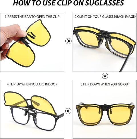 FEISEDY Men Women Polarized Square Clip on Sunglasses Anti-Glare Flip Up Driving Glasses TR90 Frame B2879 in Saudi Arabia