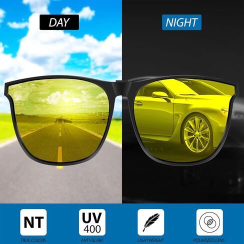 FEISEDY Men Women Polarized Square Clip on Sunglasses Anti-Glare Flip Up Driving Glasses TR90 Frame B2879 in Saudi Arabia