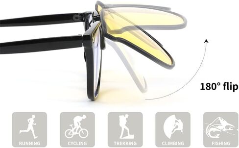 FEISEDY Men Women Polarized Square Clip on Sunglasses Anti-Glare Flip Up Driving Glasses TR90 Frame B2879 in Saudi Arabia