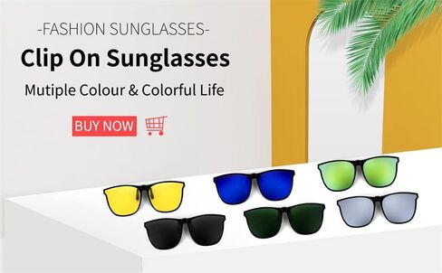FEISEDY Men Women Polarized Square Clip on Sunglasses Anti-Glare Flip Up Driving Glasses TR90 Frame B2879 in Saudi Arabia