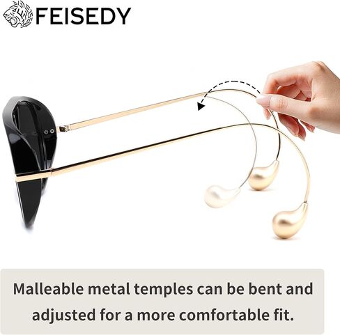 FEISEDY Oversized Aviator Sunglasses With Earring Design for Women Large Big Frame Luxury Designer Shades for Ladies B0296 in Saudi Arabia