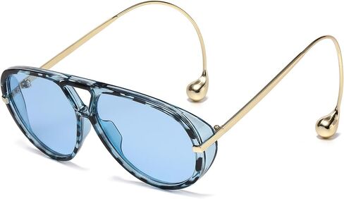 LASPOR Oversized Aviator Sunglasses for Women Vintage With Adjustable Earring Large Big Frame Ladies Shades in Kuwait