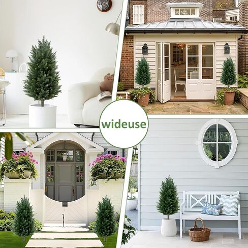 2 Packs of Fake Cypress Plants, 3FT Artificial Cedar Pruning Tree, with Ground Spikes, UV Resistant Artificial shrubs, Suitable for Outdoor and Indoor Front Porch Gardens in Saudi Arabia