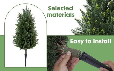 2 Packs of Fake Cypress Plants, 3FT Artificial Cedar Pruning Tree, with Ground Spikes, UV Resistant Artificial shrubs, Suitable for Outdoor and Indoor Front Porch Gardens in Saudi Arabia
