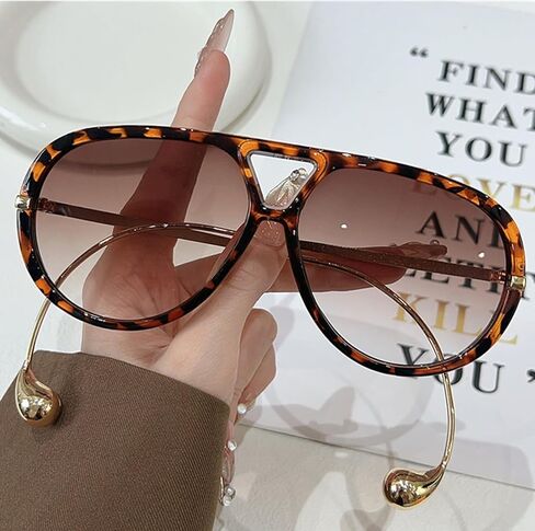 LASPOR Oversized Aviator Sunglasses for Women Vintage With Adjustable Earring Large Big Frame Ladies Shades in Kuwait