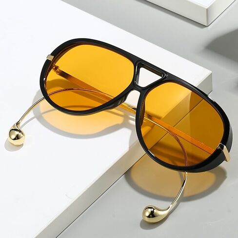 LASPOR Oversized Aviator Sunglasses for Women Vintage With Adjustable Earring Large Big Frame Ladies Shades in Kuwait