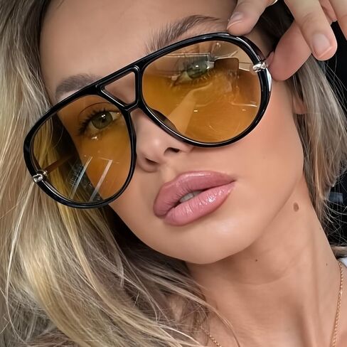 LASPOR Oversized Aviator Sunglasses for Women Vintage With Adjustable Earring Large Big Frame Ladies Shades in Kuwait