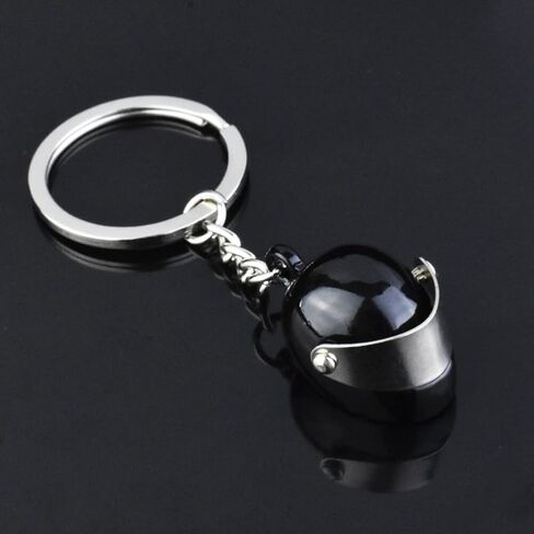 Stainless Steel Keychain Mini Key Charm Bag Charm Funny Keychains Motorcycle Helmet Key Ring for Car Wallet Schoolbag (Black) in Saudi Arabia
