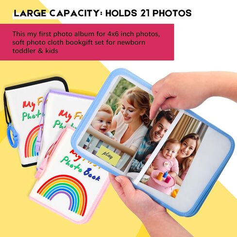 Baby Photo Book Holds 21 4x6 Photos, My First Photo Book for Baby or Toddlers,Baby Photo Album Soft Cloth Family Book, Cute Book Gift for Babies Shower Newborns Family Photos (Purple) in Kuwait