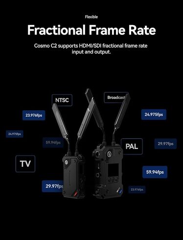 Hollyland Cosmo C2 Wireless HDMI/SDI Video Transmission System 3000ft 33ms 1080P60 5G Image & Audio, Seamless Frequency Hopping, Embedded NDI UVC RTMP Live Stream (1 Transmitter and 1 Receiver Kit) in Saudi Arabia