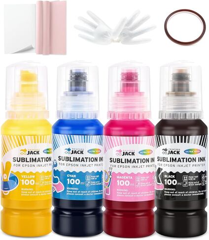 Printers Jack Sublimation Ink & 150 Sheet Sublimation Paper 8.5x11’’ 120G, 2 Pack Teflon Sheet, Heat Tape compatible for Inkjet Printer ET-2800 ET-15000 ET-2803 ET-2760 ET-2400 ET-4700 ET-4800 ET-2720 in Kuwait