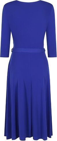 Women's #MadeInUSA 3/4 Sleeve Faux Wrap Midi Dress Knee Length Summer Wedding Guest Party Bridal Baby Shower Maternity Nursing 3zSiQN Fuchsia L in Saudi Arabia