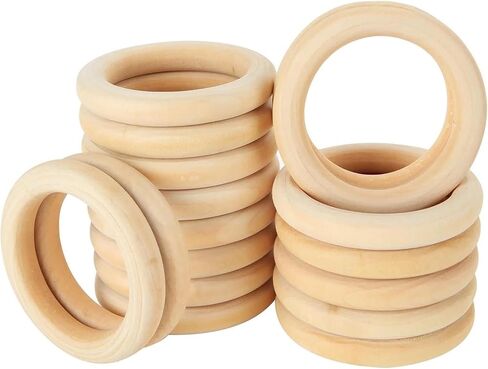 50PCS 3 inch Wood Rings for Crafts 70mm Unfinished Wood Rings Natural Wood Macrame Rings Solid Wood Rings for DIY Crafts, Connectors Jewelry Making in Saudi Arabia