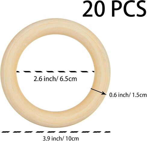 50PCS 3 inch Wood Rings for Crafts 70mm Unfinished Wood Rings Natural Wood Macrame Rings Solid Wood Rings for DIY Crafts, Connectors Jewelry Making in Saudi Arabia