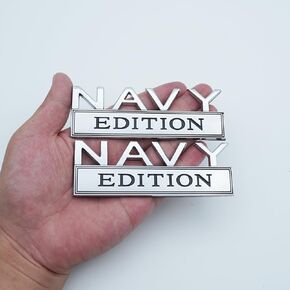 Pair Set Metal Navy Edition Emblem Metal Fits for Car Truck RV Motorcyc Locker Dashboard (Silver Black) in Kuwait