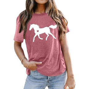 VVNTY Horse Lover Shirt Women: Horse Heart T Shirt Funny Horses T-Shirt Casual Animal Graphic Tees in Saudi Arabia