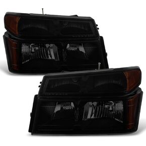 ACANII - For 2004-2012 Chevy Colorado GMC Canyon Black Smoke Headlights w/Corner Lights Parking Lamps [4PC Set] LH+RH in Kuwait