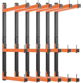 حائط رف الخشب جدار ، رفوف تخزين الخشب الثقيلة ، رفوف مرآب من نظام 9 مستويات ، رفوف منظمات 1140 رطل ، رف معلق برتقالي للاستخدام الداخلي والخارجي ، 6 عبوات in Kuwait