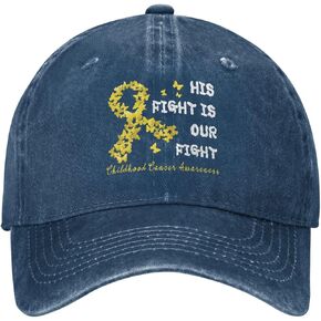His Fight is Our Fight Childhood Cancer Awareness Adjustable Classic Cowboy Baseball Cap Men Women Casual Dad Hat2 Navy Blue in Kuwait