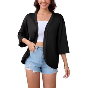 Cardigans Sueani Lightweight Soft Open Front Cardigans غير رسمية 3/4 Bell Sleeve Cardigan in Kuwait