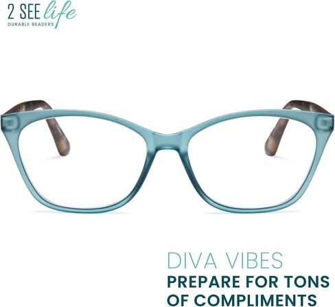 2SeeLife Vivid Cat Eye Reading Glasses For Women All Face Shape Glasses Frames For Women - Cheaters Reading Glasses in Kuwait