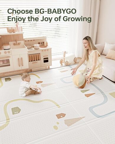 Baby Play Mat 50"*78" Foldable Foam Baby Play Mat for Floor Reversible Waterproof Playmats for Babies Boy and Toddlers Infants Edge Reinforcement Crawling Mat for Indoor&Outdoor&Travel in Saudi Arabia