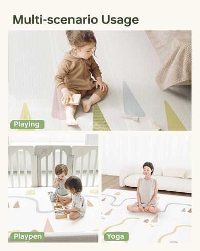 Baby Play Mat 50"*78" Foldable Foam Baby Play Mat for Floor Reversible Waterproof Playmats for Babies Boy and Toddlers Infants Edge Reinforcement Crawling Mat for Indoor&Outdoor&Travel in Saudi Arabia