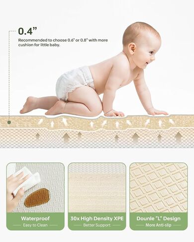 Baby Play Mat 50"*78" Foldable Foam Baby Play Mat for Floor Reversible Waterproof Playmats for Babies Boy and Toddlers Infants Edge Reinforcement Crawling Mat for Indoor&Outdoor&Travel in Saudi Arabia