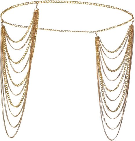 Gold Tassel Body Chain for Women, Layered Shoulder Chain Jewelry, Adjustable Shawl Necklace, Perfect for Weddings, Parties, and Fashion Accessories in Saudi Arabia