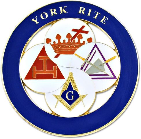 York Rite Royal Arch Templar Cryptic Council Round Masonic Auto Emblem - [White & Blue] [3 '' 'Diameter] in Saudi Arabia