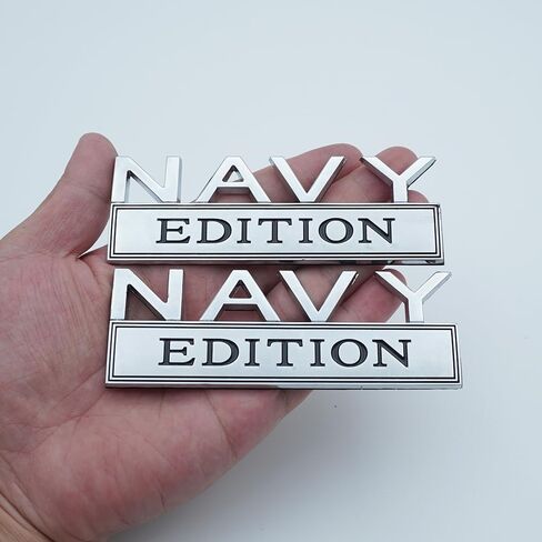 Pair Set Metal Navy Edition Emblem Metal Fits for Car Truck RV Motorcyc Locker Dashboard (Silver Black) in Saudi Arabia