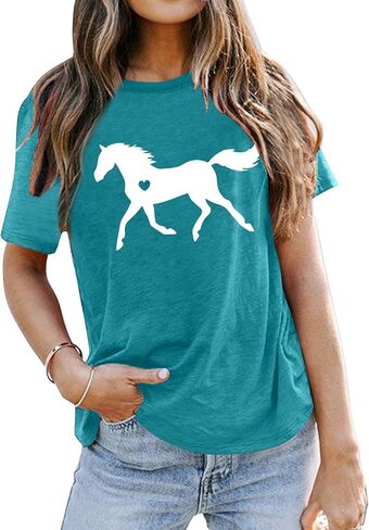 VVNTY Horse Lover Shirt Women: Horse Heart T Shirt Funny Horses T-Shirt Casual Animal Graphic Tees in Saudi Arabia