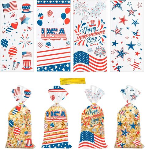 Jocomoni 160PCS Mardi Gras Cellophane Treat Bags, Clear Plastic Goodie Candy Bag with Twist Ties for Mardi Gras Birthday Party Favor Supply（4 Style） in Kuwait