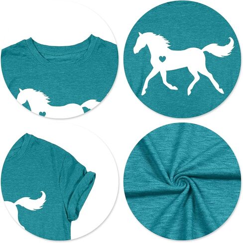 VVNTY Horse Lover Shirt Women: Horse Heart T Shirt Funny Horses T-Shirt Casual Animal Graphic Tees in Saudi Arabia